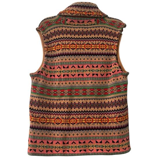 Chaps Ralph Lauren Sweater Vest •L• Southwestern Aztec Button Up Shawl Collar - Picture 2 of 8